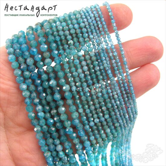 Апатит натуральный с ювелирной огранкой 4 мм (нить ок. 10 см), изображение 3