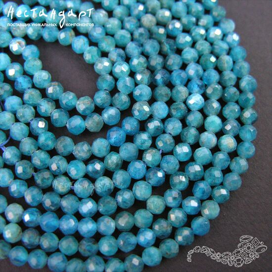 Апатит натуральный с ювелирной огранкой 4 мм (нить ок. 10 см), изображение 4