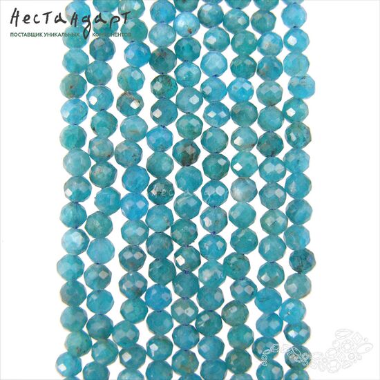 Апатит натуральный с ювелирной огранкой 4 мм (нить ок. 10 см), изображение 5