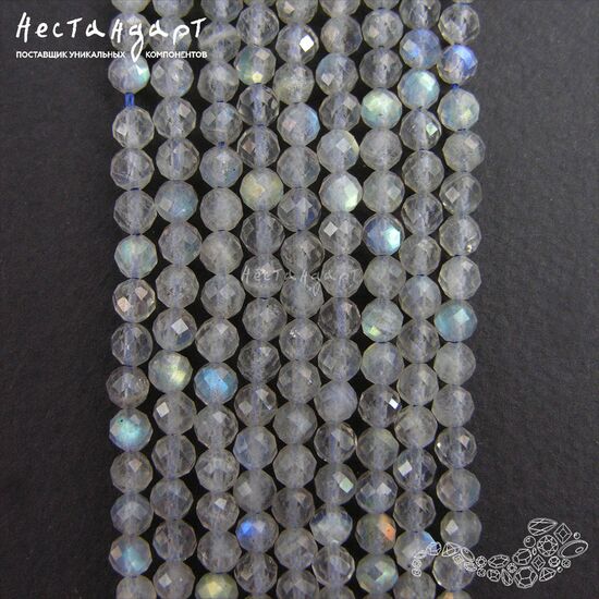 Лабрадор натуральный с огранкой 4 мм (нить 10 см), изображение 2