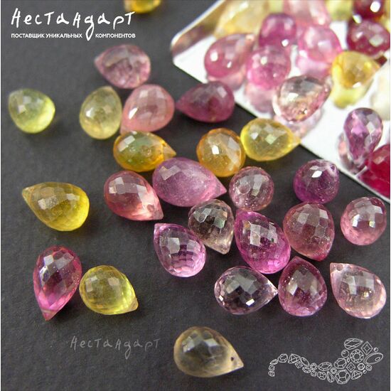 Сапфир натуральный облагороженный бриолет Padparadsha 8-11 мм, изображение 2