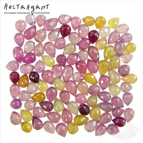 Сапфир натуральный облагороженный бриолет Padparadsha 8-11 мм, изображение 3