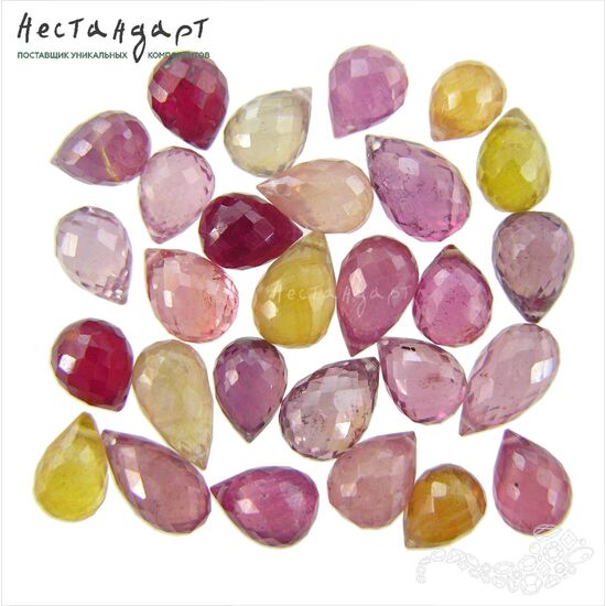 Сапфир натуральный облагороженный бриолет Padparadsha 8-11 мм, изображение 4