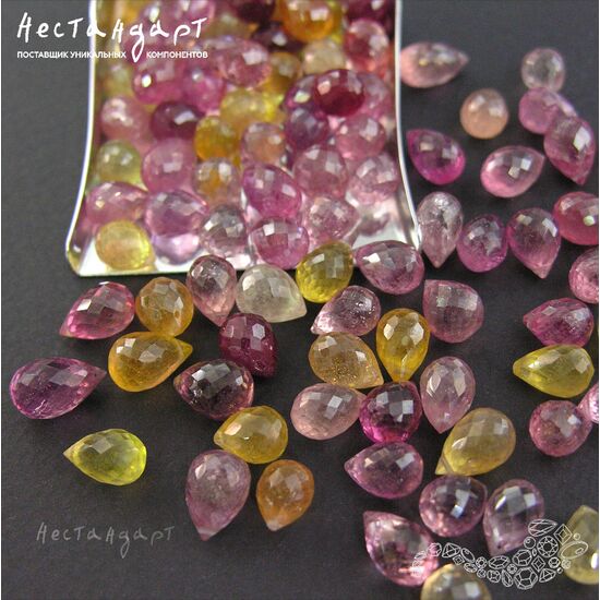 Сапфир натуральный облагороженный бриолет Padparadsha 8-11 мм, изображение 5
