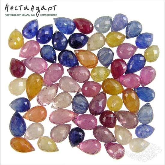 Сапфир натуральный облагороженный бриолет Multi 8-11 мм (уп. 6 шт.)