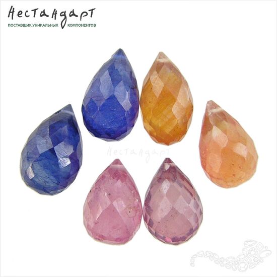 Сапфир натуральный облагороженный бриолет Multi 8-11 мм (уп. 6 шт.), изображение 2