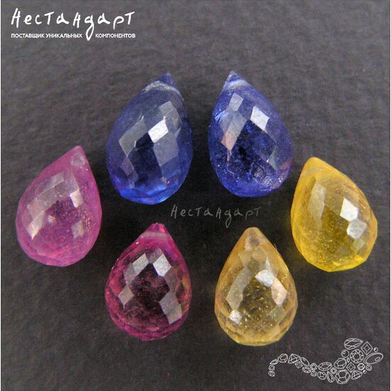 Сапфир натуральный облагороженный бриолет Multi 8-11 мм (уп. 6 шт.), изображение 3
