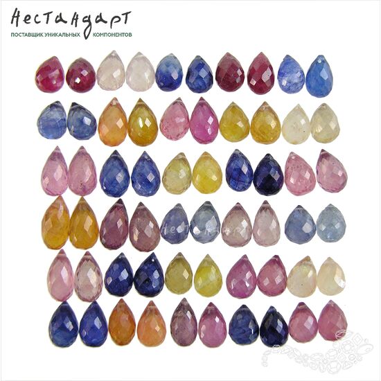 Сапфир натуральный облагороженный бриолет Multi 8-11 мм (уп. 6 шт.), изображение 4