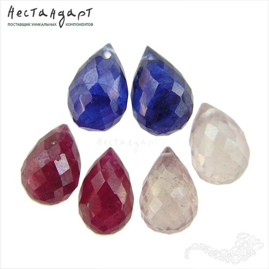 Сапфир натуральный облагороженный бриолет Multi 8-11 мм (уп. 6 шт.), изображение 5