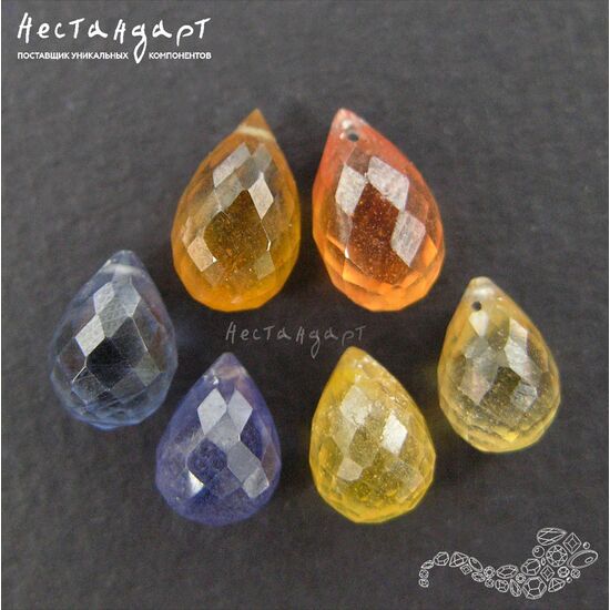 Сапфир натуральный облагороженный бриолет Multi 8-11 мм (уп. 6 шт.), изображение 6