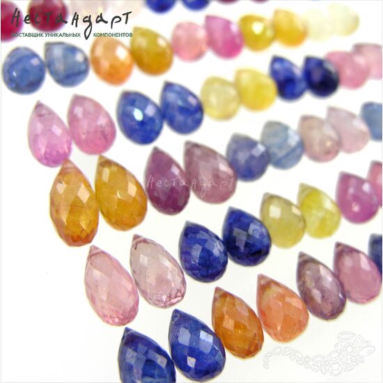 Сапфир натуральный облагороженный бриолет Multi 8-11 мм (уп. 6 шт.), изображение 7