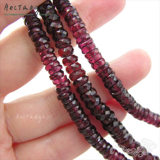 Гранат натуральный рондель 5-6 мм (уп. 10 шт), изображение 3