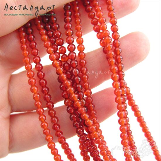 Сердолик натуральный гладкий 3 мм (нить 19,5 см), изображение 2