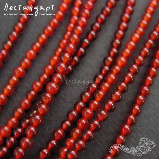 Сердолик натуральный гладкий 3 мм (нить 19,5 см), изображение 3