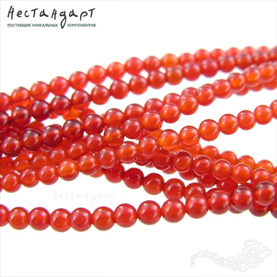 Сердолик натуральный гладкий 3 мм (нить 19,5 см), изображение 4