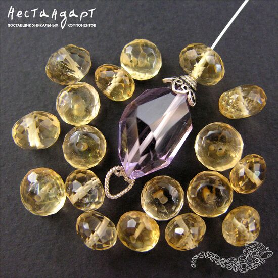 Цитрин натуральный ювелирная огранка Golden Rondel 8-10х5-7 мм, изображение 2