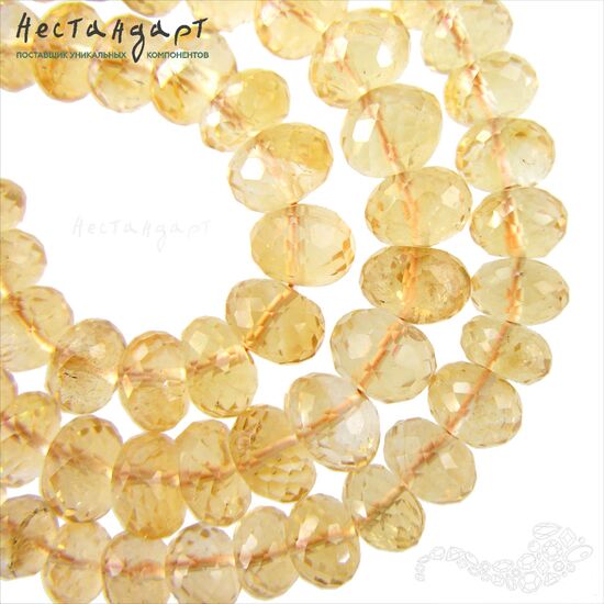 Цитрин натуральный ювелирная огранка Golden Rondel 8-10х5-7 мм, изображение 3