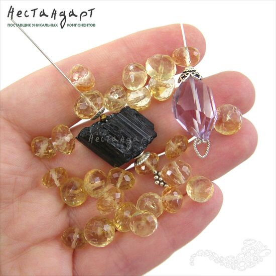 Цитрин натуральный ювелирная огранка Golden Rondel 8-10х5-7 мм, изображение 4