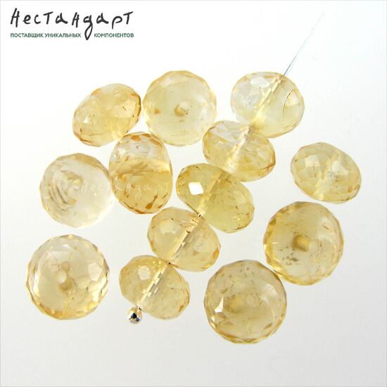 Цитрин натуральный ювелирная огранка Golden Rondel 8-10х5-7 мм, изображение 5