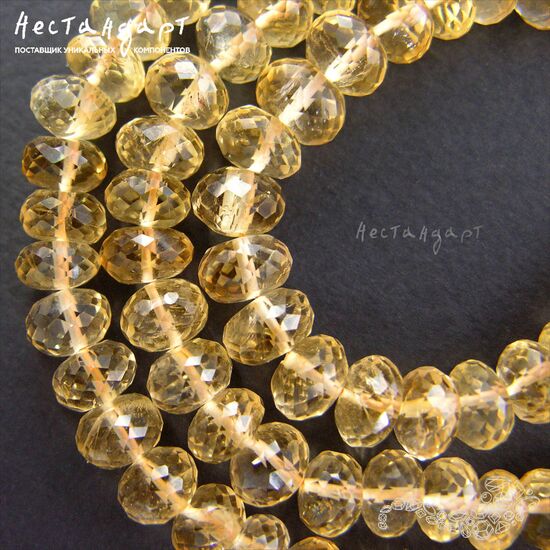 Цитрин натуральный ювелирная огранка Golden Rondel 8-10х5-7 мм, изображение 6