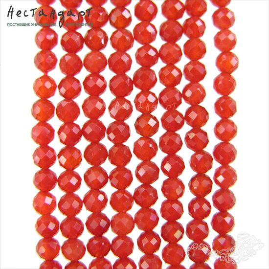 Сердолик натуральный с ювелирной огранкой 4 мм (нить 10 см), изображение 5