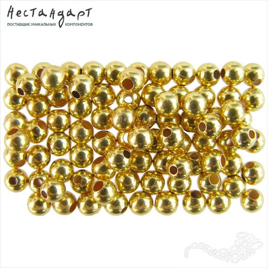 Бусина Round Vermeil Sterling Silver 3 мм (уп. 10 шт), изображение 2