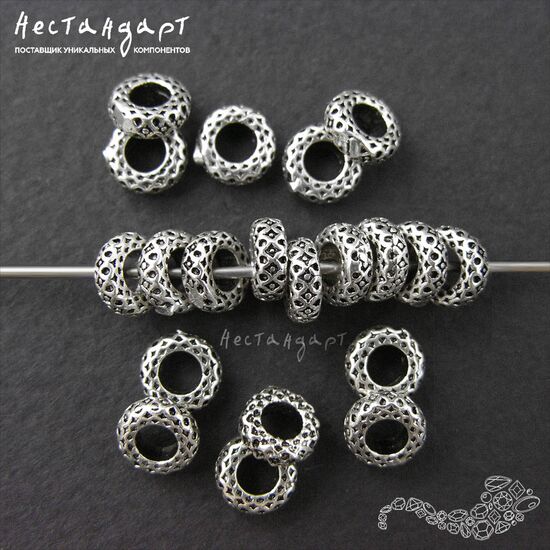 Бусина Lattice Sterling Silver 6х2 мм, изображение 2