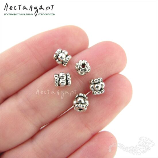 Бусина Granule Silver 6х4 мм (уп. 6 шт.), изображение 2