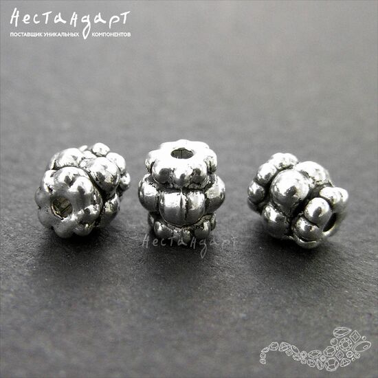 Бусина Granule Silver 6х4 мм (уп. 6 шт.), изображение 3