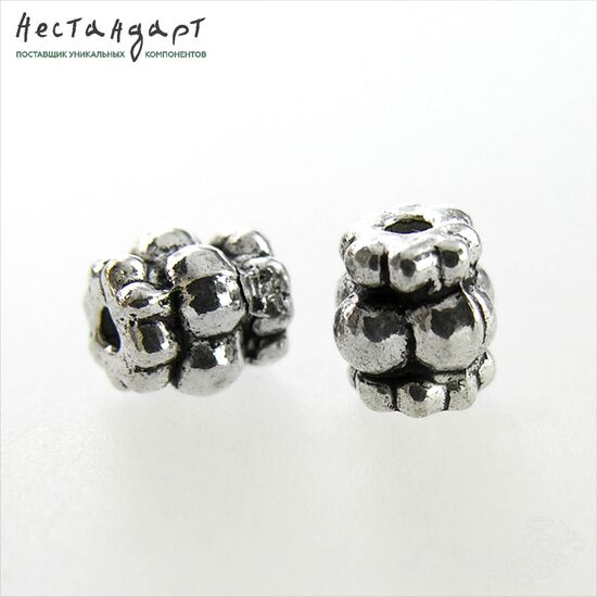 Бусина Granule Silver 6х4 мм (уп. 6 шт.), изображение 4