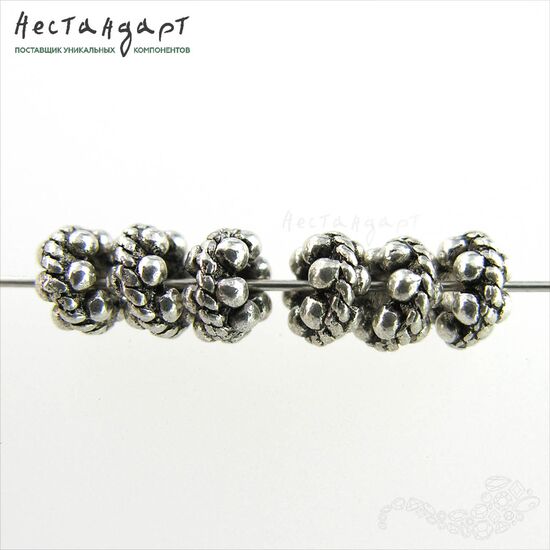 Бусина Silver Spacer Granule 6х3,5 мм (уп. 10 шт.), изображение 2