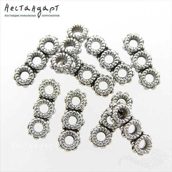 Бусина-спейсер Mio Trio 13х5 мм (уп. 6 шт.)