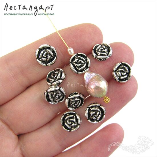 Бусина Royal Rose 10х3 (уп. 6 шт.), изображение 3