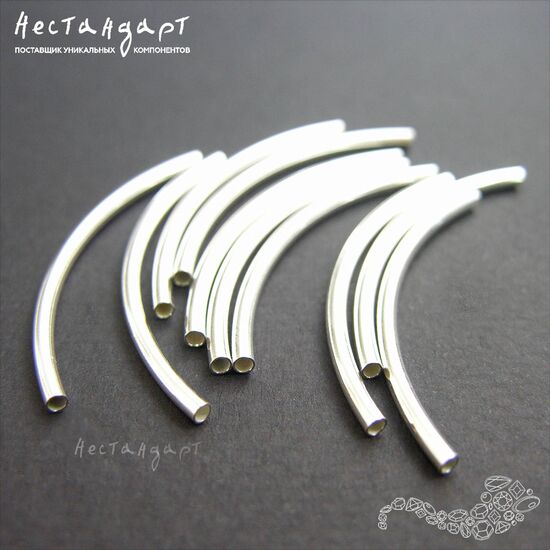 Бусина-трубочка Sterling Silver 41х2 мм, изображение 4