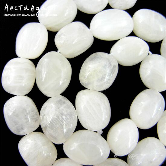 Адуляр натуральный гладкий Snow Pebble 14-17х12-14 мм, изображение 2