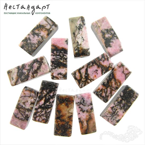 Родонит Орлец натуральный Rectangle 20,5х8,5 мм