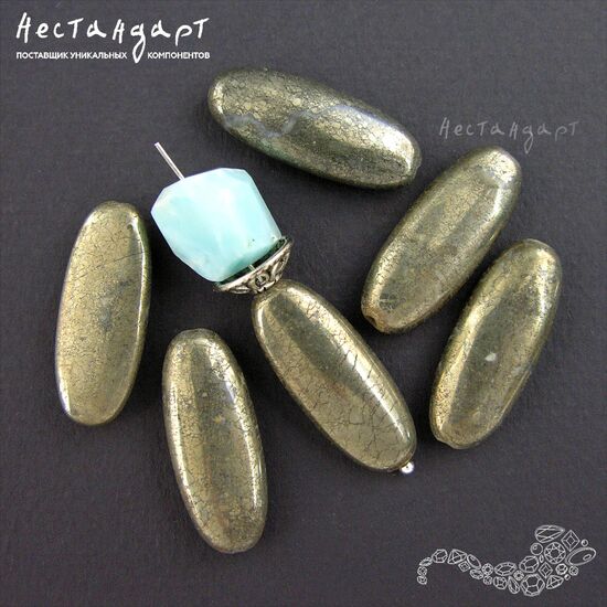 Пирит натуральный Smooth Olive 25х10 мм, изображение 3