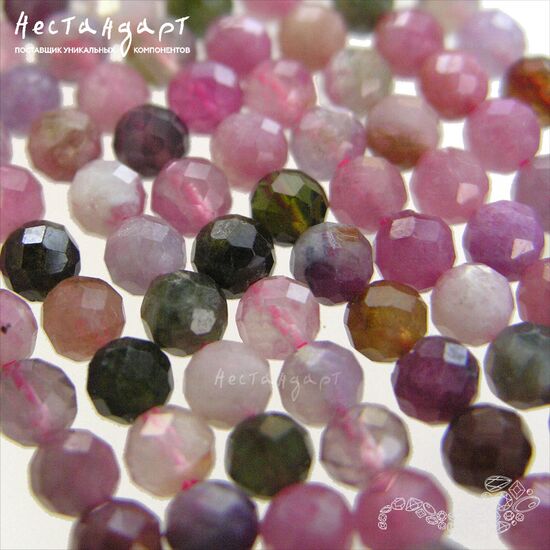 Турмалин натуральный с огранкой Multicolor 4 мм (нить 10 см), изображение 6