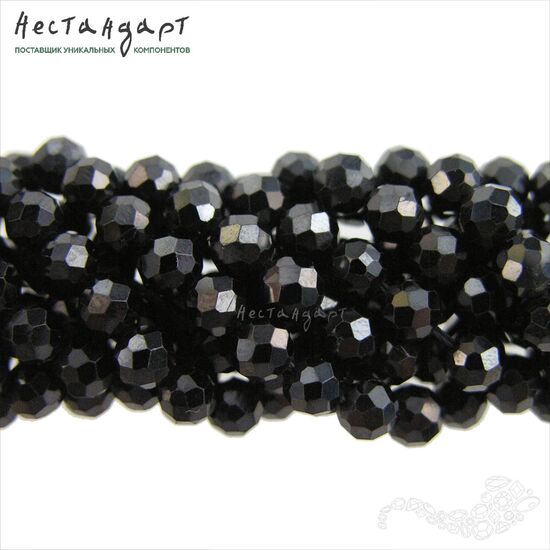 Шпинель черная с огранкой Black Ball 3 мм (нить 10 см), изображение 3