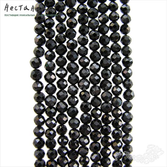 Шпинель черная с огранкой Black Ball 3 мм (нить 10 см), изображение 4