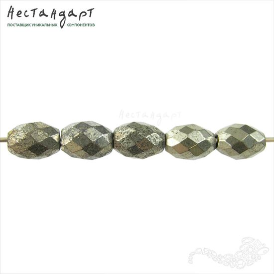 Пирит натуральный Cut Olive 8х6 мм, изображение 3