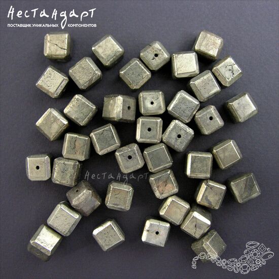 Пирит натуральный Polygonal Cube 10 мм, изображение 3