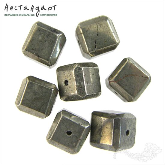 Пирит натуральный Polygonal Cube 10 мм, изображение 4