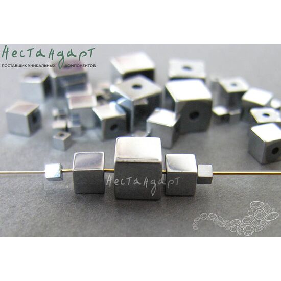 Гематит гальванизированный Platinum Cube Mix 2-5-8 мм (уп. 30 шт), изображение 2