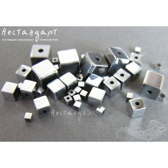 Гематит гальванизированный Platinum Cube Mix 2-5-8 мм (уп. 30 шт), изображение 4