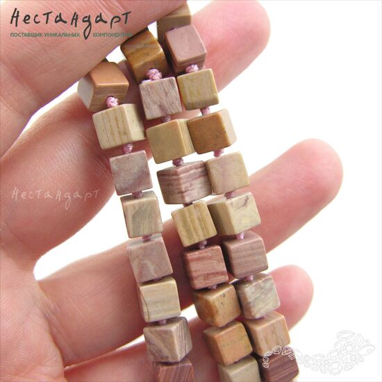 Яшма натуральная Сube 6-6,5 мм (уп.10 шт.), изображение 2