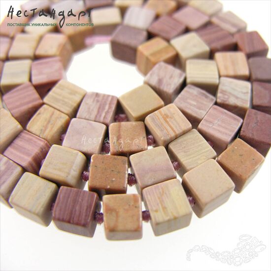 Яшма натуральная Сube 6-6,5 мм (уп.10 шт.), изображение 4