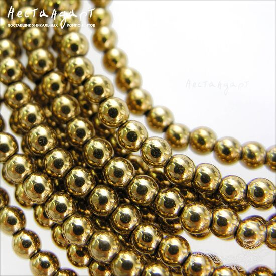 Гематит гладкий гальванизированный Antique Gold 4 мм (нить 20 см), изображение 5