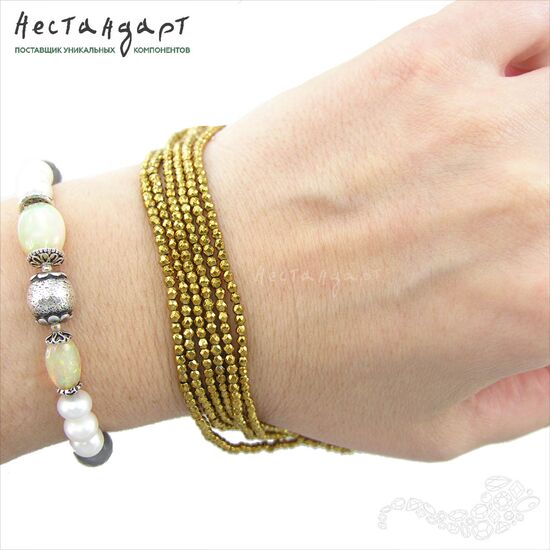 Гематит гальванизированный Antique Gold с огранкой 2 мм (нить 20 см), изображение 2