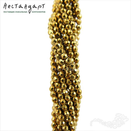Гематит гальванизированный Antique Gold с огранкой 2 мм (нить 20 см), изображение 5